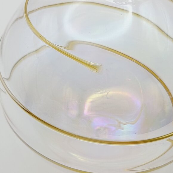 Silvestri Hand Blown Glass Ornament Iridescent Globe With Gold Swirl Christmas - Picture 7 of 12